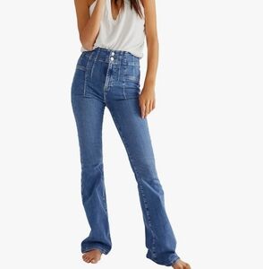 Free People We The Free Jayde Flare Leg High Rise Jeans Blue Size 31 Skinny Fit
